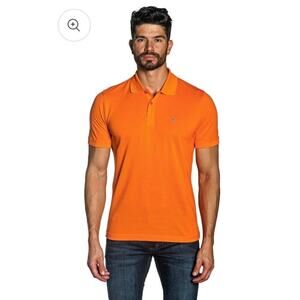 Jared Lang Neon Orange Men's Size Large 100% Pima Cotton Polo Shirt Short Sleeve